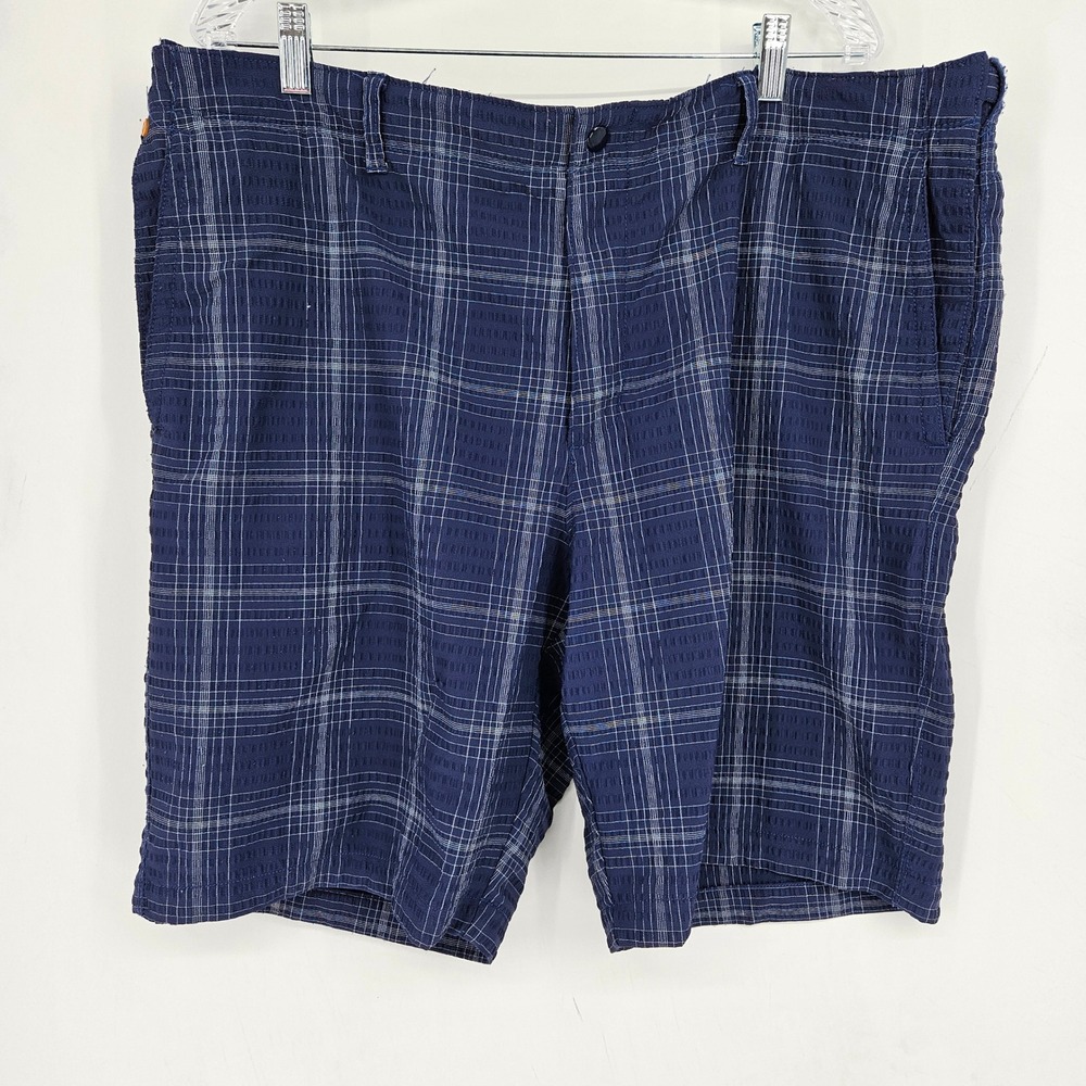 Tommy Bahama Shorts Mens 40‎ Plaid Casual Blue Preppy Flat Front Performance